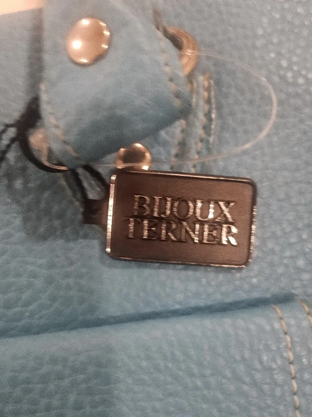 Bijou Terner Turquoise Pebbled Leather Satchel Handbag - New